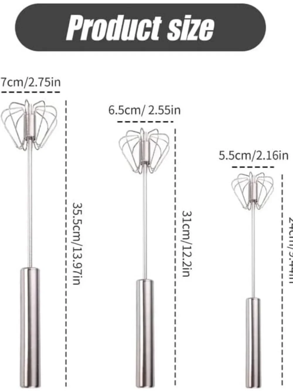 Handheld Mixer, Stainless Steel Semi-Automatic Whisk Rotating Semi-Automatic Egg